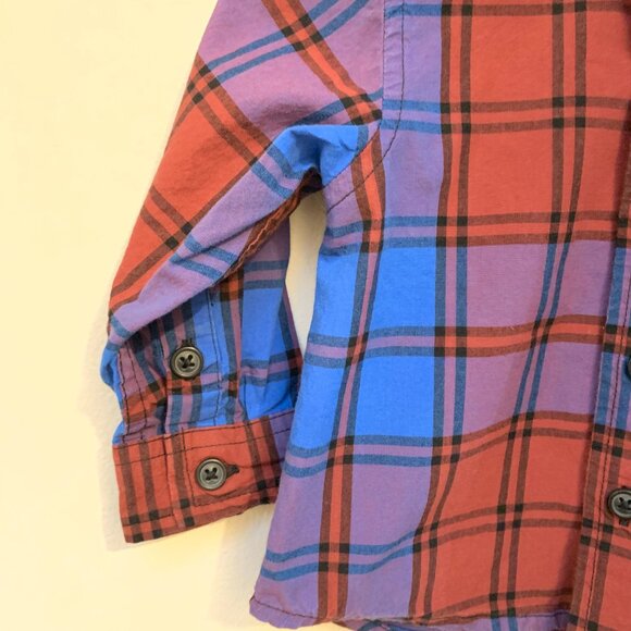 Tea Collection Blue Plaid Button Up Baby Shirt 100% Cotton 6-9M - Picture 5 of 8